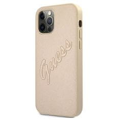 Guess Kryt Guess GUHCP12LRSAVSLG Apple iPhone 12 Pro Max gold hardcase Saffiano Vintage Script