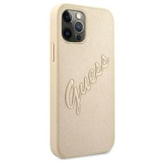 Guess Kryt Guess GUHCP12LRSAVSLG Apple iPhone 12 Pro Max gold hardcase Saffiano Vintage Script