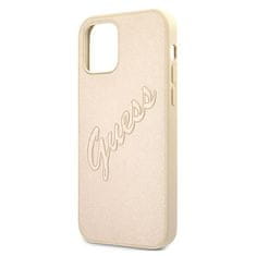 Guess Kryt Guess GUHCP12LRSAVSLG Apple iPhone 12 Pro Max gold hardcase Saffiano Vintage Script