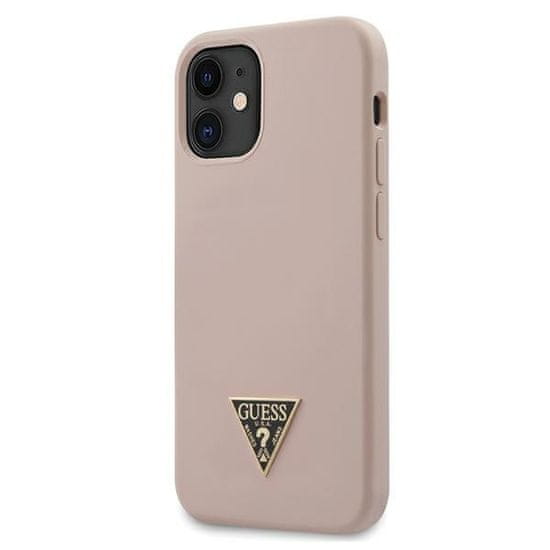 Guess Kryt Guess GUHCP12SLSTMLP Apple iPhone 12 mini light pink hardcase Silicone Triangle Logo