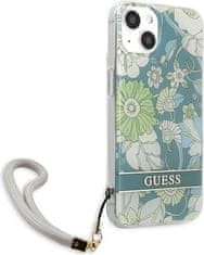 Guess Kryt Guess GUHCP13SHFLSN Apple iPhone 13 mini green hardcase Flower Strap