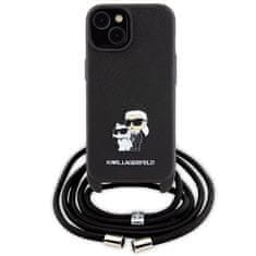 Karl Lagerfeld Kryt Karl Lagerfeld KLHCP15SSAKCPSK Apple iPhone 15 hardcase Crossbody Saffiano Metal Pin Karl & Choupette black