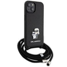 Karl Lagerfeld Kryt Karl Lagerfeld KLHCP15SSAKCPSK Apple iPhone 15 hardcase Crossbody Saffiano Metal Pin Karl & Choupette black