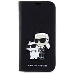 Karl Lagerfeld Kryt Karl Lagerfeld KLBKP14LSANKCPK Apple iPhone 14 Pro bookcase black Saffiano Karl & Choupette