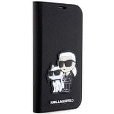 Karl Lagerfeld Kryt Karl Lagerfeld KLBKP14LSANKCPK Apple iPhone 14 Pro bookcase black Saffiano Karl & Choupette