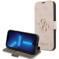 Guess Kryt Guess GUBKP15S4GMGPI Apple iPhone 15 / 14 / 13 book 4G Metal Logo pink