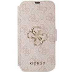 Guess Kryt Guess GUBKP15S4GMGPI Apple iPhone 15 / 14 / 13 book 4G Metal Logo pink