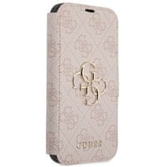 Guess Kryt Guess GUBKP15S4GMGPI Apple iPhone 15 / 14 / 13 book 4G Metal Logo pink