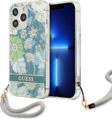 Guess Kryt Guess GUHCP13LHFLSN Apple iPhone 13 Pro green hardcase Flower Strap