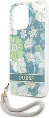 Guess Kryt Guess GUHCP13LHFLSN Apple iPhone 13 Pro green hardcase Flower Strap