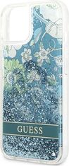 Guess Kryt Guess GUHCP13MLFLSN Apple iPhone 13 green hardcase Flower Liquid Glitter