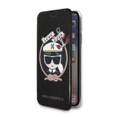 Karl Lagerfeld Kryt Karl Lagerfeld KLFLBKPXKSB Apple iPhone XS/X black bookcase Signature Glitter