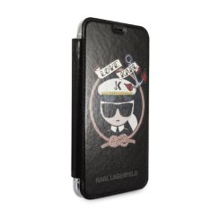 Karl Lagerfeld Kryt Karl Lagerfeld KLFLBKPXKSB Apple iPhone XS/X black bookcase Signature Glitter