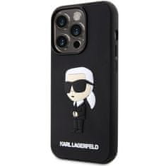 Karl Lagerfeld Kryt Karl Lagerfeld KLHCP14L3DRKINK Apple iPhone 14 Pro black hardcase Rubber Ikonik 3D