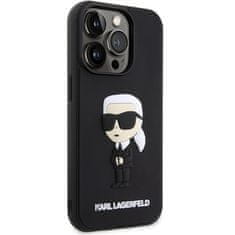 Karl Lagerfeld Kryt Karl Lagerfeld KLHCP14L3DRKINK Apple iPhone 14 Pro black hardcase Rubber Ikonik 3D