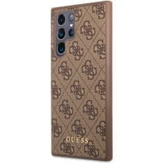 Guess Kryt Guess GUHCS23LG4GFBR Samsung Galaxy S23 Ultra brown hard case 4G Metal Gold Logo