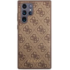 Guess Kryt Guess GUHCS23LG4GFBR Samsung Galaxy S23 Ultra brown hard case 4G Metal Gold Logo