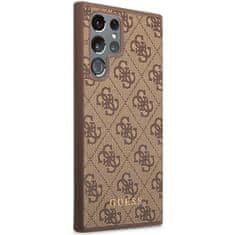 Guess Kryt Guess GUHCS23LG4GFBR Samsung Galaxy S23 Ultra brown hard case 4G Metal Gold Logo