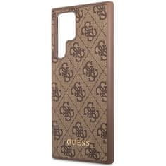 Guess Kryt Guess GUHCS23LG4GFBR Samsung Galaxy S23 Ultra brown hard case 4G Metal Gold Logo