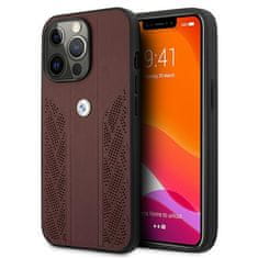 MobilPouzdra.cz Kryt BMW BMHCP13LRSPPR Apple iPhone 13 Pro red hardcase Leather Curve Perforate