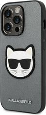 Karl Lagerfeld Kryt Karl Lagerfeld KLHCP14LSAPCHG Apple iPhone 14 Pro hardcase silver Saffiano Choupette Head Patch