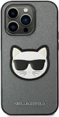 Karl Lagerfeld Kryt Karl Lagerfeld KLHCP14LSAPCHG Apple iPhone 14 Pro hardcase silver Saffiano Choupette Head Patch