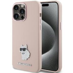 Karl Lagerfeld Kryt Karl Lagerfeld KLHCP15LSMHCNPP Apple iPhone 15 Pro Silicone Choupette Metal Pin pink