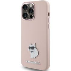 Karl Lagerfeld Kryt Karl Lagerfeld KLHCP15LSMHCNPP Apple iPhone 15 Pro Silicone Choupette Metal Pin pink