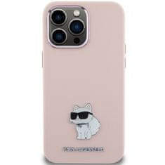 Karl Lagerfeld Kryt Karl Lagerfeld KLHCP15LSMHCNPP Apple iPhone 15 Pro Silicone Choupette Metal Pin pink