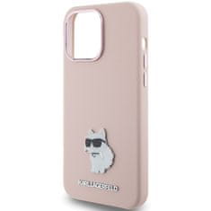 Karl Lagerfeld Kryt Karl Lagerfeld KLHCP15LSMHCNPP Apple iPhone 15 Pro Silicone Choupette Metal Pin pink