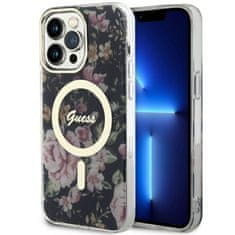 Guess Kryt Guess GUHMP14XHCFWSK Apple iPhone 14 Pro Max black hardcase Flower MagSafe