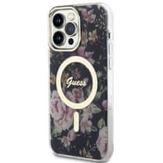 Guess Kryt Guess GUHMP14XHCFWSK Apple iPhone 14 Pro Max black hardcase Flower MagSafe