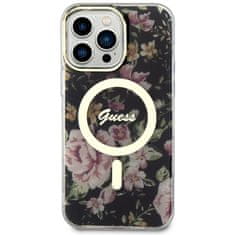 Guess Kryt Guess GUHMP14XHCFWSK Apple iPhone 14 Pro Max black hardcase Flower MagSafe