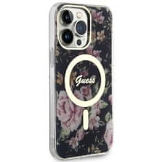 Guess Kryt Guess GUHMP14XHCFWSK Apple iPhone 14 Pro Max black hardcase Flower MagSafe