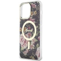 Guess Kryt Guess GUHMP14XHCFWSK Apple iPhone 14 Pro Max black hardcase Flower MagSafe