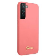 Guess Kryt Guess GUHCS22MLSLMGFU Samsung Galaxy S22+ Plus fuchsia hardcase Silicone Script Metal Logo