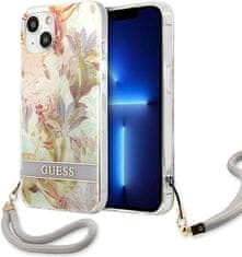 Guess Kryt Guess GUHCP13SHFLSU Apple iPhone 13 mini purple hardcase Flower Strap