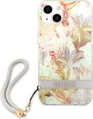 Guess Kryt Guess GUHCP13SHFLSU Apple iPhone 13 mini purple hardcase Flower Strap