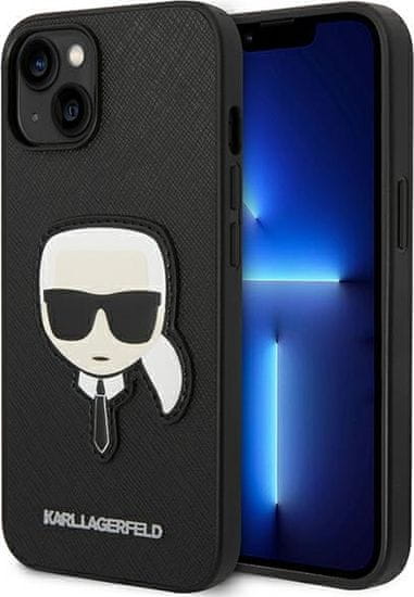 Karl Lagerfeld Kryt Karl Lagerfeld KLHCP14MSAPKHK Apple iPhone 14 Plus / 15 Plus black hardcase Saffiano Karl`s Head Patch