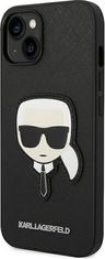 Karl Lagerfeld Kryt Karl Lagerfeld KLHCP14MSAPKHK Apple iPhone 14 Plus / 15 Plus black hardcase Saffiano Karl`s Head Patch