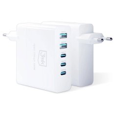 3MK Hyper Charger 140W síťová nabíječka, GaN 3x USB-C (PD) / 2x USB bílá