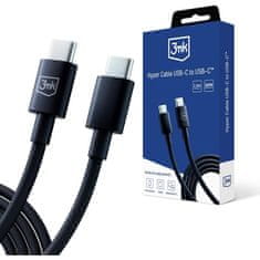 3MK Hyper Cable USB-C/USB-C datový kabel, 100W, 1,2m černý