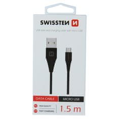 SWISSTEN Datový Kabel Swissten Usb / Micro Usb 1,5 M Černý (6,5Mm) 8595217460133