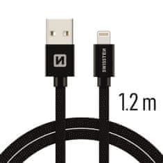 SWISSTEN Swissten textilní datový kabel Usb / Lightning 1,2 M Černý 8595217455634