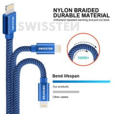 SWISSTEN Swissten textilní datový kabel Usb / Lightning 1,2 M Modrý 8595217458130