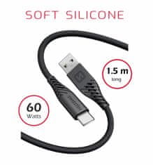 SWISSTEN Datový Kabel Swissten Soft Silicone Usb / Usb-C 1,5 M 60W Černý 8595217481459