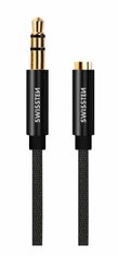 SWISSTEN Audio Kabel Swissten Textile 3,5 Mm Jack(Samec) - 3,5 Mm Jack (Samice) 1,5 M Černý 8595217481374