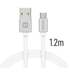 SWISSTEN Swissten textilní datový kabel Usb / Micro Usb 1,2 M Stříbrný 8595217455474