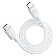 3MK Hyper Cable USB-C/USB-C datový kabel, 100W, 1,2m bílý