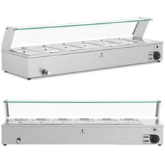 shumee Bain-marie ohřívač jídla ohřívací bufet s krytem 6 x GN 1/3 2100 W